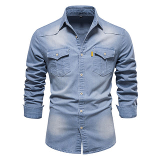 Isak Denim-Hemd mit Knopfleiste