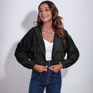 Aletta Gekürzter Cord-Hoodie