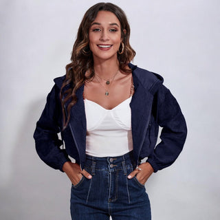 Aletta Gekürzter Cord-Hoodie