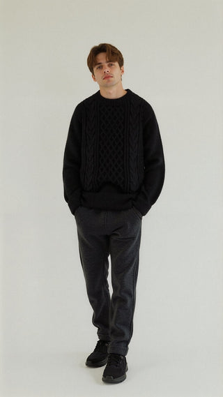 Abdal Strickpullover mit Rundhalsausschnitt - Strickwaren - Schwarz - Müller Mode