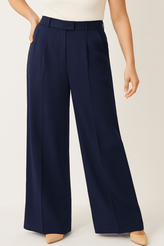 Ada Anzughose mit weitem Bein und Bund - Hosen - Marineblau - Müller Mode