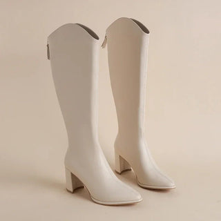 Adeline - Kniehohe Stiefel - Spitz Zulaufend - Stiefel - Beige - Müller Mode