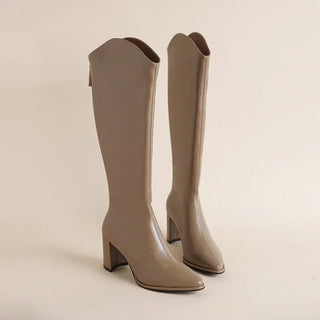 Adeline - Kniehohe Stiefel - Spitz Zulaufend - Stiefel - Khaki - Müller Mode