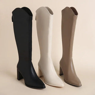 Adeline - Kniehohe Stiefel - Spitz Zulaufend - Stiefel - Schwarz - Müller Mode