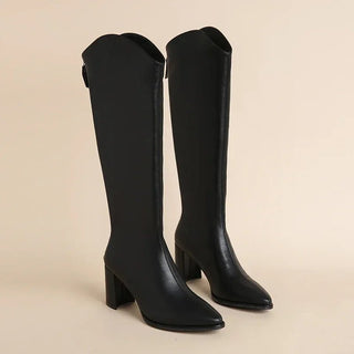 Adeline - Kniehohe Stiefel - Spitz Zulaufend - Stiefel - Schwarz - Müller Mode