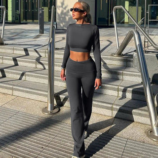 Agatha - Crop Top Hemd und Hose - Lässiges Set - Sets - Grau - Müller Mode