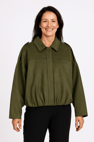 Agnes Kurzjacke Oversized Ballonärmel - Leichte Jacken - Armeegrün - Müller Mode