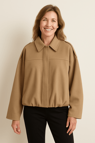 Agnes Kurzjacke Oversized Ballonärmel - Leichte Jacken - Braun - Müller Mode
