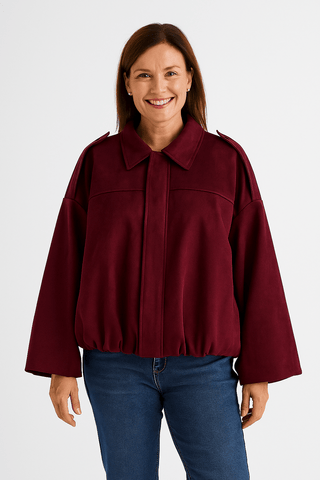 Agnes Kurzjacke Oversized Ballonärmel - Leichte Jacken - Burgundy - Müller Mode