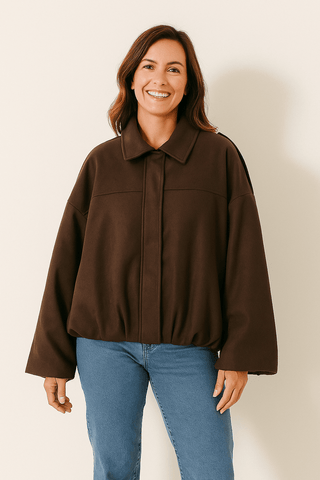 Agnes Kurzjacke Oversized Ballonärmel - Leichte Jacken - Kaffee - Müller Mode