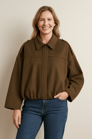 Agnes Kurzjacke Oversized Ballonärmel - Leichte Jacken - Khaki - Müller Mode