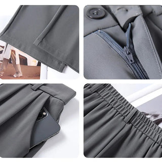 Aimie – Hose mit weitem Bein – Klassisch hohe Taille - Stoffhosen - Grau - Müller Mode