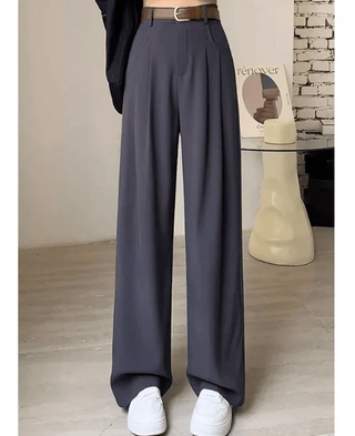 Aimie – Hose mit weitem Bein – Klassisch hohe Taille - Stoffhosen - Grau - Müller Mode