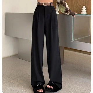 Aimie – Hose mit weitem Bein – Klassisch hohe Taille - Stoffhosen - Schwarz - Müller Mode