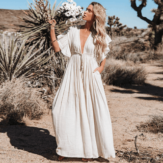 Alba Maxikleid mit Knopfleiste - Kleider - Beige - Müller Mode