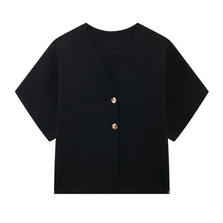 Alba – 2 - Knopf - Bluse – Vielseitig, lockere Passform - Bluse - Schwarz - Müller Mode