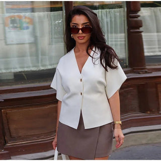 Alba – 2 - Knopf - Bluse – Vielseitig, lockere Passform - Bluse - Schwarz - Müller Mode