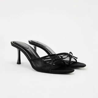 Alena - Sandalen mit Absatz - Schleifen - Detail - Pumps - Schwarz - Müller Mode