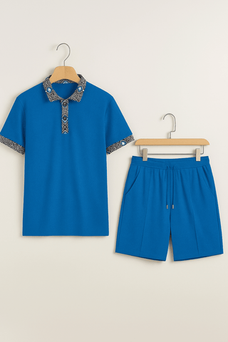 Alexander Polo - Set mit gemustertem Kragen - Sets - Blau - Müller Mode