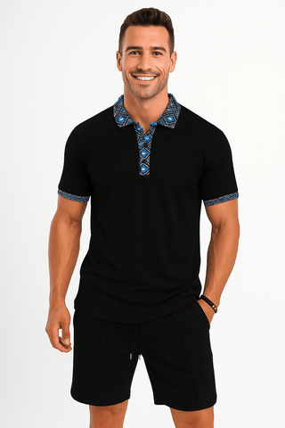 Alexander Polo - Set mit gemustertem Kragen - Sets - Schwarz - Müller Mode