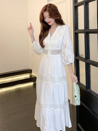 Alexandra Spitzen - Maxikleid - Kleider - Weiß - Müller Mode