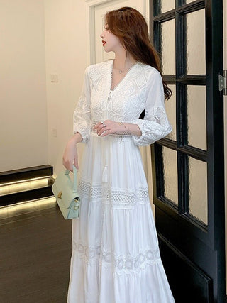 Alexandra Spitzen - Maxikleid - Kleider - Weiß - Müller Mode