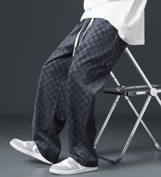 Alford - Lässige Kordelzughose - Kariertes Muster - Jogginghosen - Blau - Müller Mode