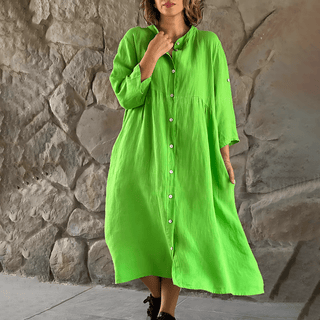 Alice – Sommerkleid in Übergröße – Lässig geknöpft - Kleider - Grün - Müller Mode
