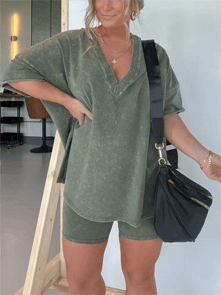 Amarra - Lockeres T-Shirt & Kurze Hose - Sommerset - Sets - Olivgrün - Müller Mode