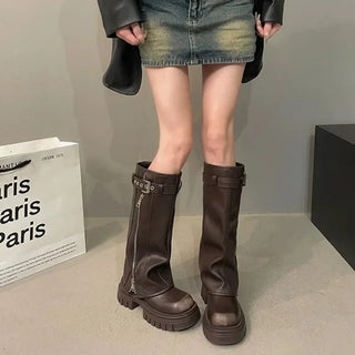 Ambrose - Kniehohe Modestiefel - Plateaustil - Stiefel - Schwarz - Müller Mode