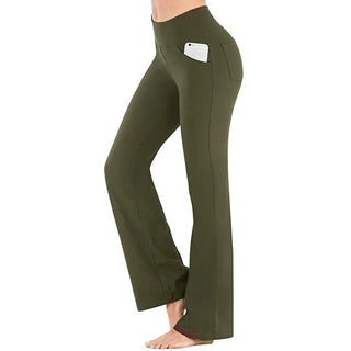 Amethyst - Dehnbare Schlaghosen - Hohe Taille - Stoffhosen - Armeegrün - Müller Mode