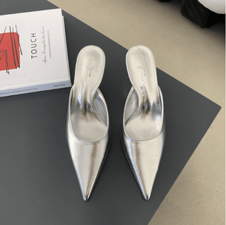 Anastasia - Pantoletten mit Absatz - Spitzfuß - Pumps - Silber - Müller Mode