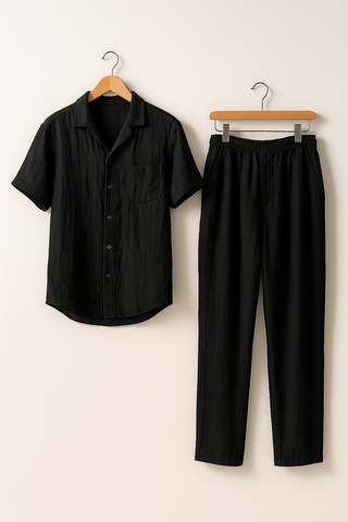 Andreas Set mit Strandhemd und Hose - Sets - Schwarz - Müller Mode