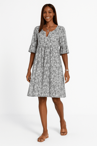 Annalena Blumenkleid - Kleider - Grau - Müller Mode