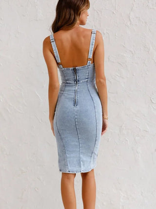Annelise - Bodycon - Midikleid aus Denim - Partykleid - Kleider - Blau - Müller Mode