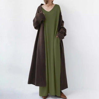 Anni - Maxi Kleid - V - Ausschnitt - Kleider - Schwarz - Müller Mode