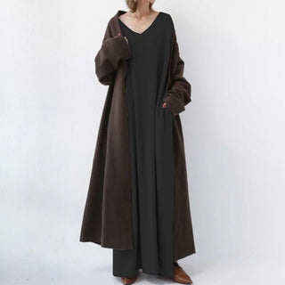 Anni - Maxi Kleid - V - Ausschnitt - Kleider - Schwarz - Müller Mode