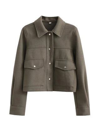 Annika Kurzjacke mit Taschen Knopfverschluss - Leichte Jacken - Armeegrün - Müller Mode