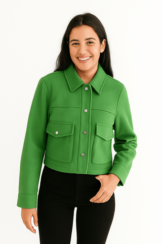 Annika Kurzjacke mit Taschen Knopfverschluss - Leichte Jacken - Grün - Müller Mode