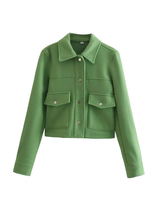 Annika Kurzjacke mit Taschen Knopfverschluss - Leichte Jacken - Grün - Müller Mode