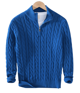 Anton - Pullover mit halbem Reißverschluss - Strickwaren - Blau - Müller Mode