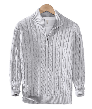 Anton - Pullover mit halbem Reißverschluss - Strickwaren - Grau - Müller Mode