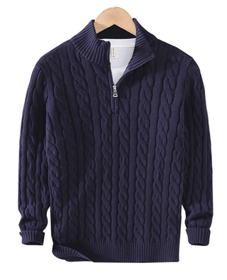 Anton - Pullover mit halbem Reißverschluss - Strickwaren - Marineblau - Müller Mode