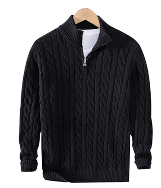 Anton - Pullover mit halbem Reißverschluss - Strickwaren - Schwarz - Müller Mode