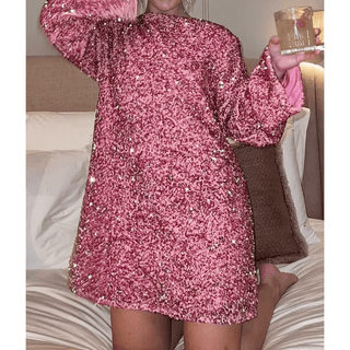 Antonette - Pailletten - Partykleid - Langarmstil - Kleider - Rosa - Müller Mode