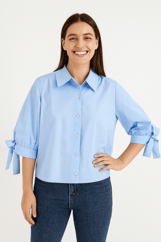 Arianne Bluse mit Schleifenärmeln - Bluse - Hellblau - Müller Mode