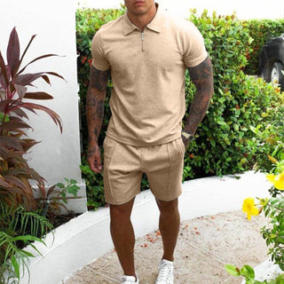 Arthur Polo mit Reißverschluss und Shorts Set - Sets - Beige - Müller Mode