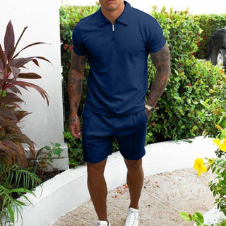 Arthur Polo mit Reißverschluss und Shorts Set - Sets - Dunkelblau - Müller Mode