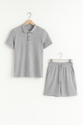 Artur Strukturierter Polo - Shorts Set - Sets - Grau - Müller Mode
