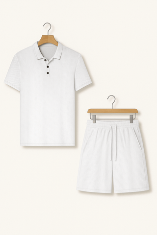 Artur Strukturierter Polo - Shorts Set - Sets - Weiß - Müller Mode